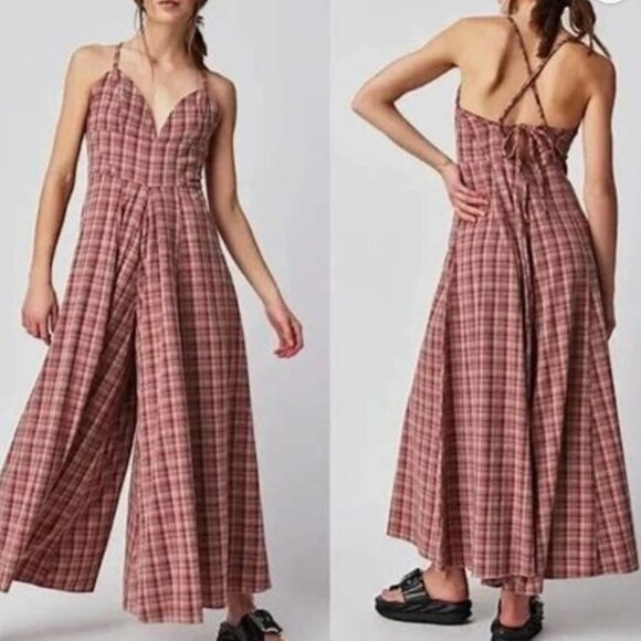 Free People Pants - Free People Kaia Jumpsuit – Dusty Lavender Plaid Combo – Size S – NWT